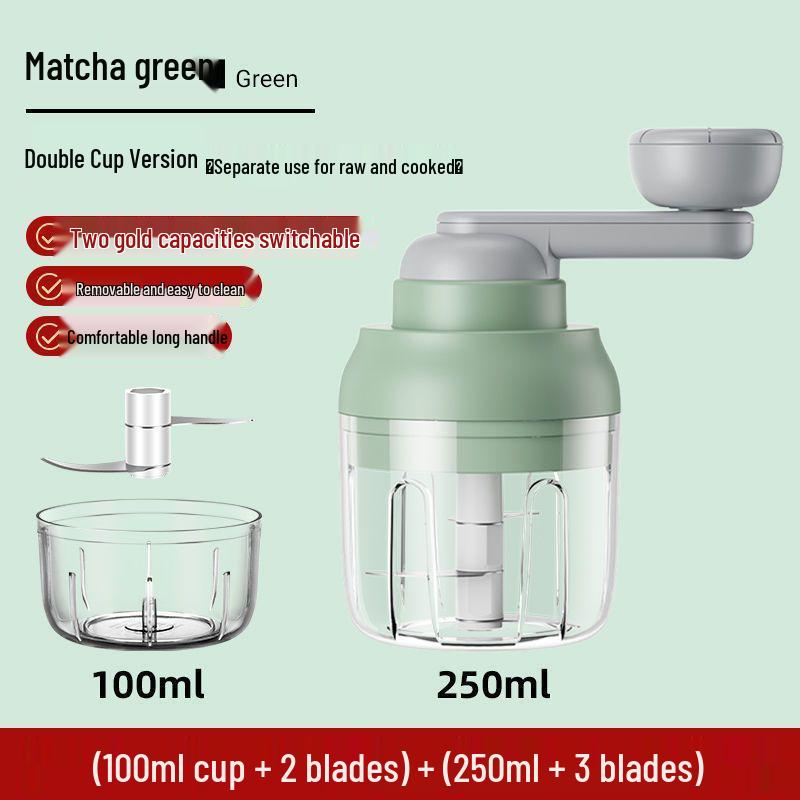 Compact Hand-Crank Garlic & Meat Grinder: Manual Pull-Type Chopper & Mincer