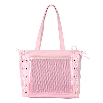 [Ita Bag] Show Off Your Merchandise Show-Off Tote Bag with Transparent Pockets. Large Capacity, Perfect for Storage, Travel, Photoshoots, Live