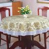 Pastoral Style PVC Tablecloth Lace Hem Oil Resistant Waterproof Tablecloth Flower Pattern Printed Design Round Table Cover