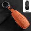 Genuine Leather Auto Key Fob Cover Fit For Ford Fusion Mustang Explorer F150 F250 F350 Ecosport Edge S-Max Ranger Lincoln Mondeo Key Ring Accessoy