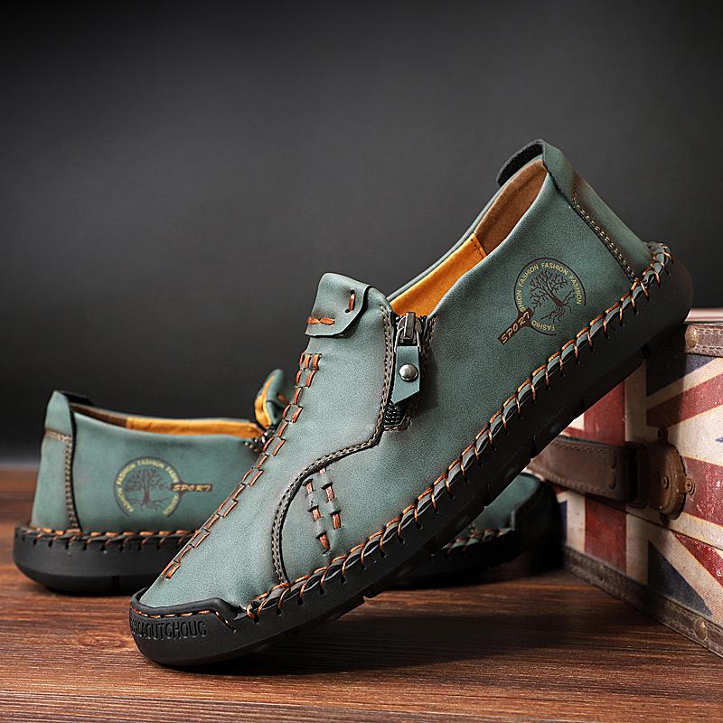 Handgenähte weiche Lederschuhe für Herren, bequeme Loafer, lässige Fahrschuhe, Mokassins, flache Schuhe für Herren