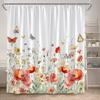 Floral Shower Curtain Watercolour Purple Lavender Flowers Butterfly Plants Leaves Bathroom Curtains Fabric Home Decor With Hooks
