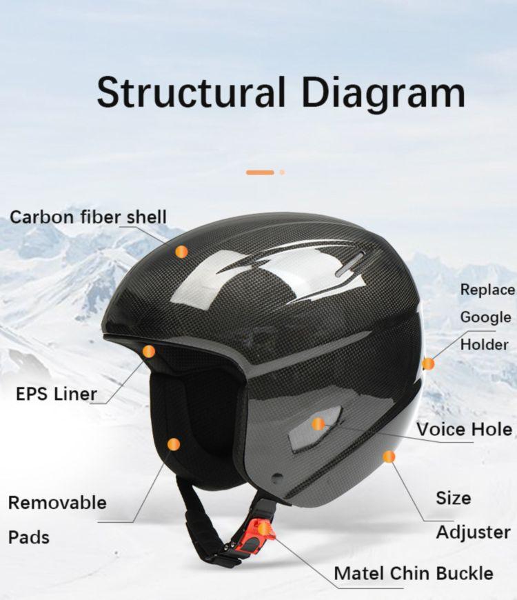 Factory Customization Carbon Fiber Bluetooth Talking Ski Helmet Anti-Shake Helmet for Winter Sports