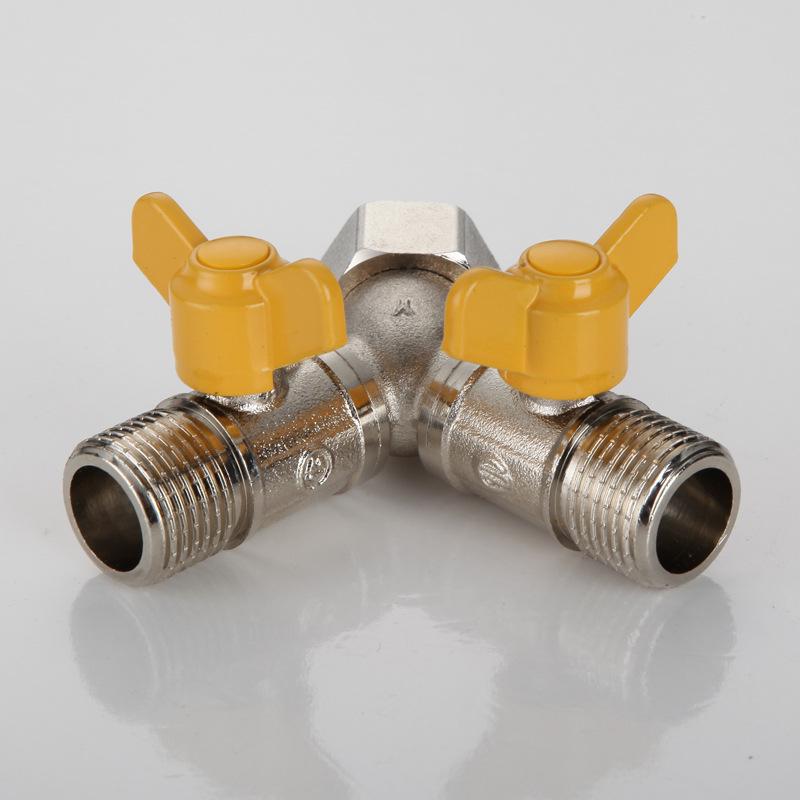 Copper Tee Ball Valve with Union Fitting for Water Diverter and Washing Machine Faucet.