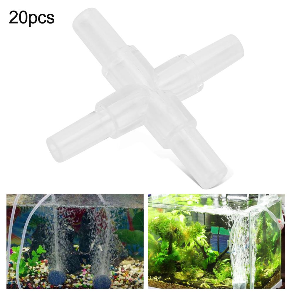 20PCS Aquarium Adapter 4-Way Joint Fish Tank Air Pump Tube Hose Fittings Connector