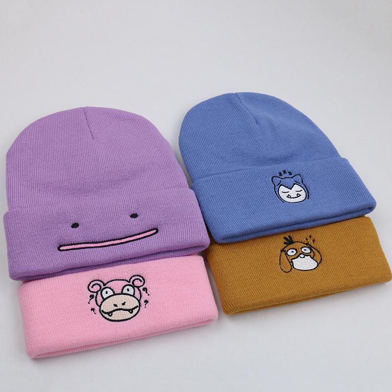 Pokemon Psyduck Slowpoke Embroidered Knit Hat For Winter Warmth And Windproof Protection