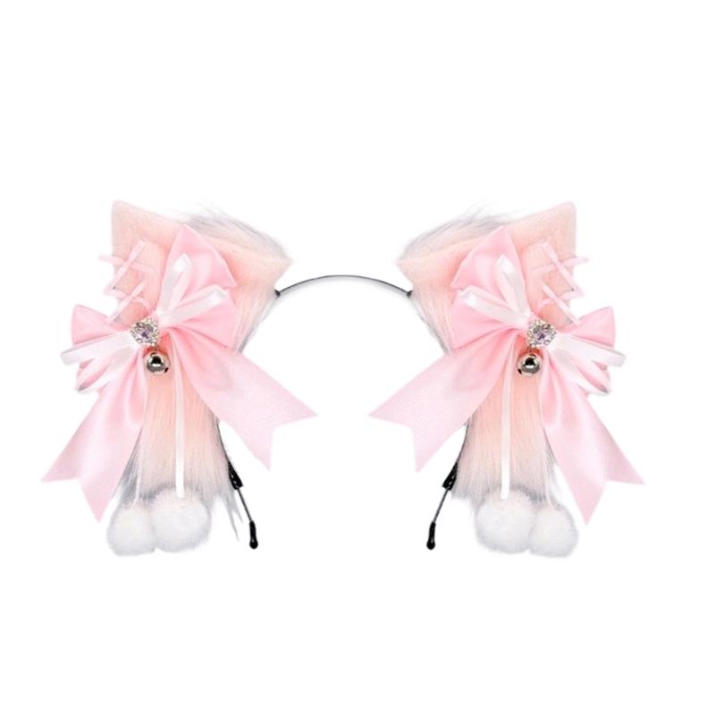 Wolf Ear Headband Wolf Tail Costume Furry Ear Headband Furry Tail Halloween Cosplay Accessories for Women Masquerade