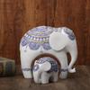 Scultura Elefante Blu e Bianco con la Proboscide Alzata - Amuleto di Prosperità e Buona Fortuna, Arredo Casa Ideale e Regalo Universale