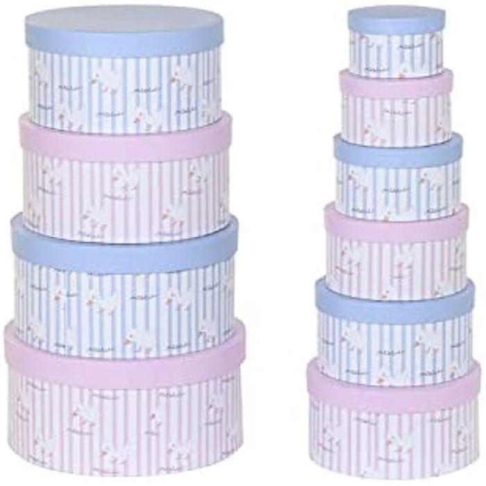 Set De Boîtes De Rangement Empilables - DKD Home Decor - Bleu Et Rose - 37,5 X 37,5 X 18 Cm - Matériaux Variés