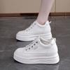 Inner Height Increasing White Shoes for Women, Comfortable and Versatile, Thick Sole, Casual Leather Surface, Sponge Cake, Small Board Shoes for Women