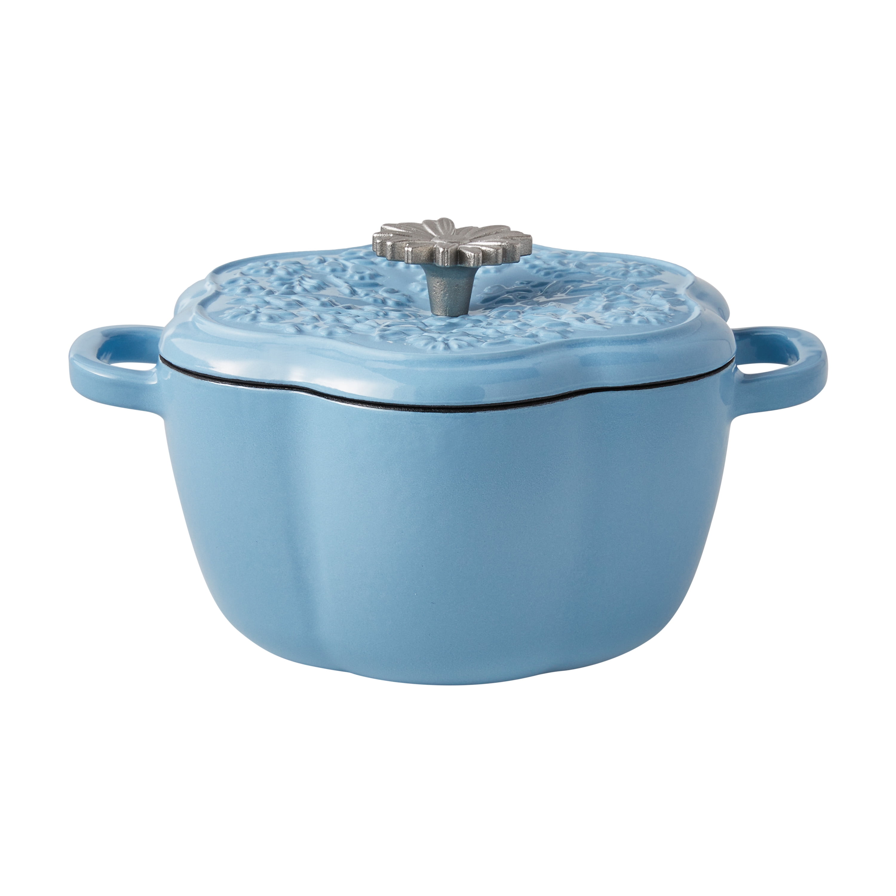 

Floral Enamel on Cast Iron 2-Quart Dutch Oven with Lid, Periwinkle United States