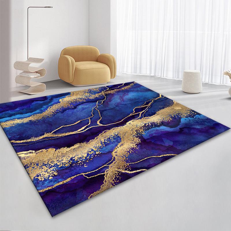 3D Nordic Black Golden Marble Carpet Colorful Geometric Area Rug for Living Room Bedroom Sofa Doormat Non-slip Floor Mat