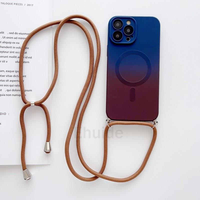 

Crossbody Lanyard Case For Magsafe Samsung Galaxy S25 S24 S23 Ultra S22 Plus Magnetic Gradient Camera Protector Shockproof Cover Samsung S23&Case & Strap
