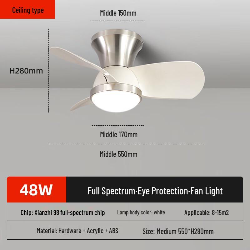 Dream Bubble White Ceiling Fan Light with 3-Color LED