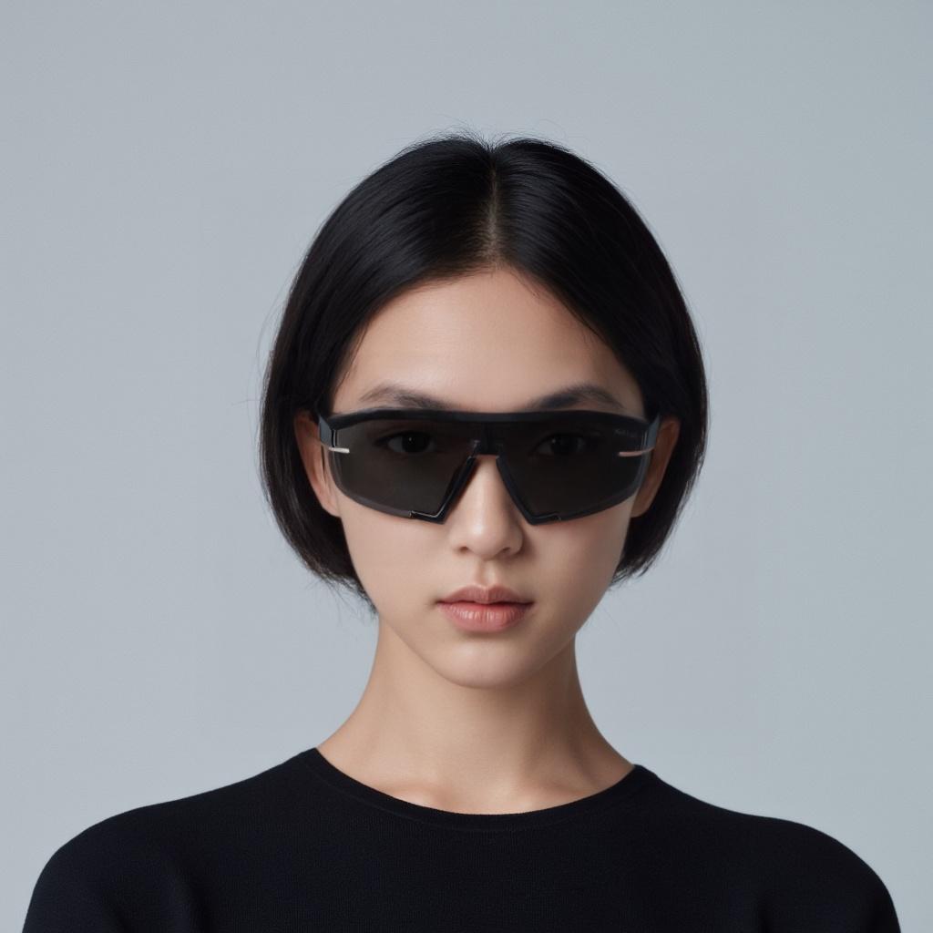Prada Logo Arm Nylon Irregular Shape Sunglasses Unisex sunglasses Black PS03ZS1BO06F