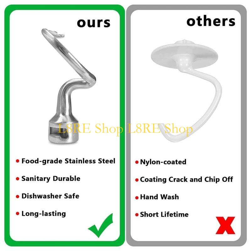 L8RE Flour Mixer Mixing Head Mixer Dough Hook Stand Mixer Replacement Stainless Steel Material for KSM90 KSM95 KSM100 Mixer