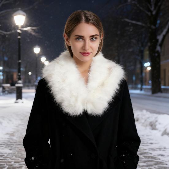 Faux Fur Scarf with Velvet Lining Invisible Fur Clip Artificial Fur Shawl Dresses Coats Fake Collar Neck Scarf