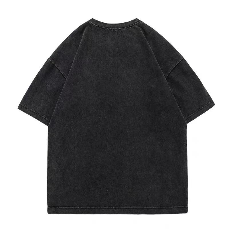 T-shirt Unisex Manica Corta Girocollo Lavaggio Vintage Colore Unico Vestibilità Larga Cotone Pesante Casual da Pendolare Top a Maglia Pullover Estivo per Uso Quotidiano Camicetta