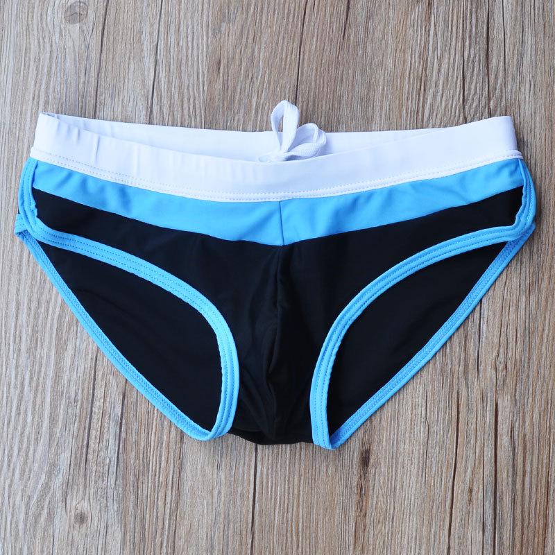 New Men's Fashionable Colorblock Triangle Swim Briefs with Sexy Pouch - Anti-Exposure Hot Style Swimwear