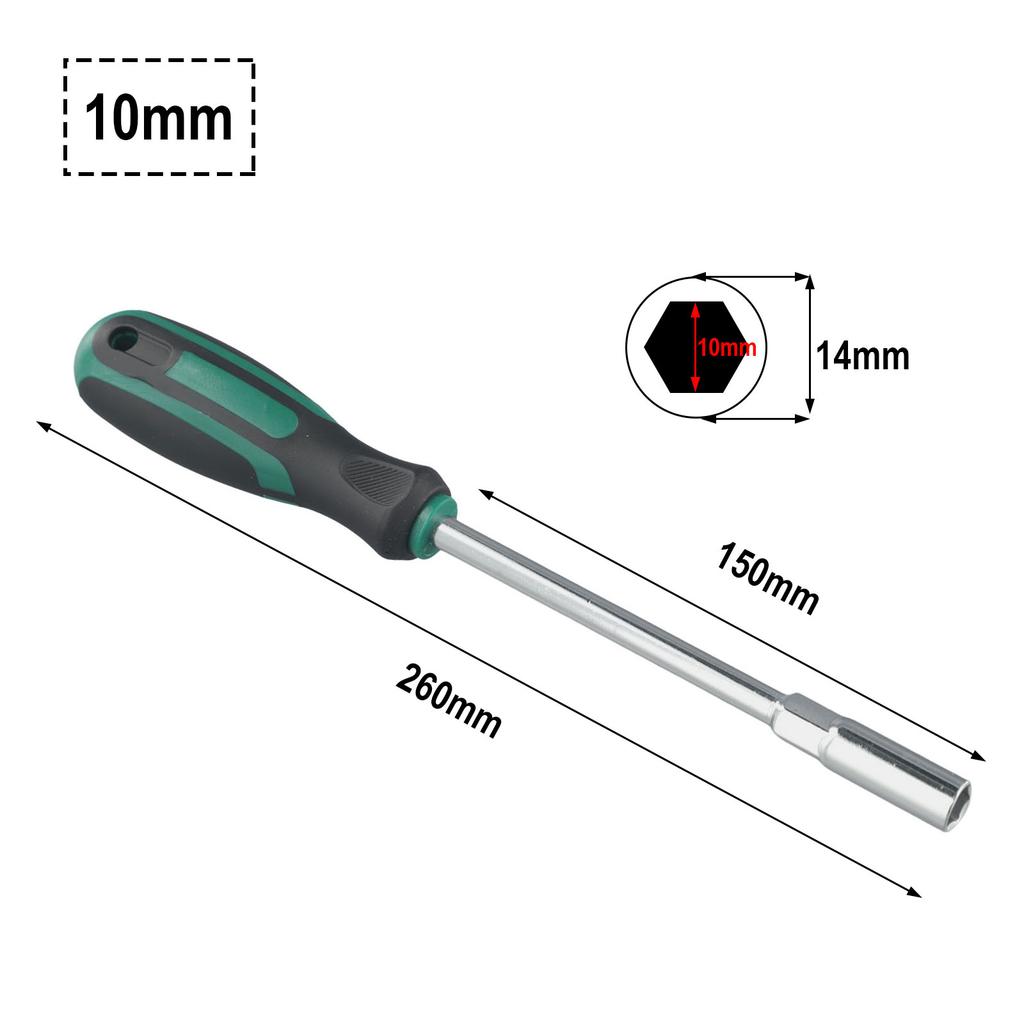 1 Stück Schraubendreher Steckschlüssel Sechskant Schraubendreher Sechskantmutter Schlüssel Verlängerungstreiber 5-14mm Metall Handwerkzeugteile Länge 150mm