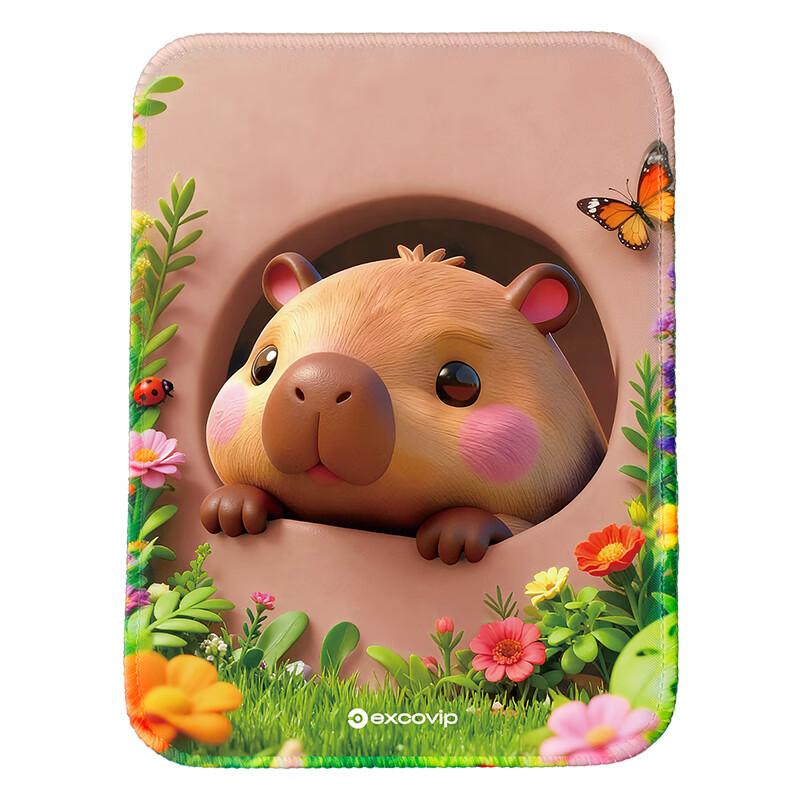 EXCO Capybara Mouse Pad Small Rectangular Mini Edge-Locked Computer Office Desk Mat Gaming Mousepad Cute Cartoon Anime Portable Edge 0643
