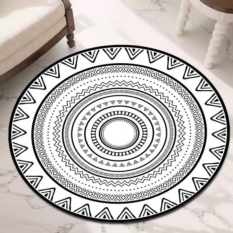 Tappeti Rotondi in Velluto di Cristallo per Camera da Letto e Tappeti per Decorazione Casa Soggiorno Stile Etnico Nordico Tappetini da Pavimento Boho Retro