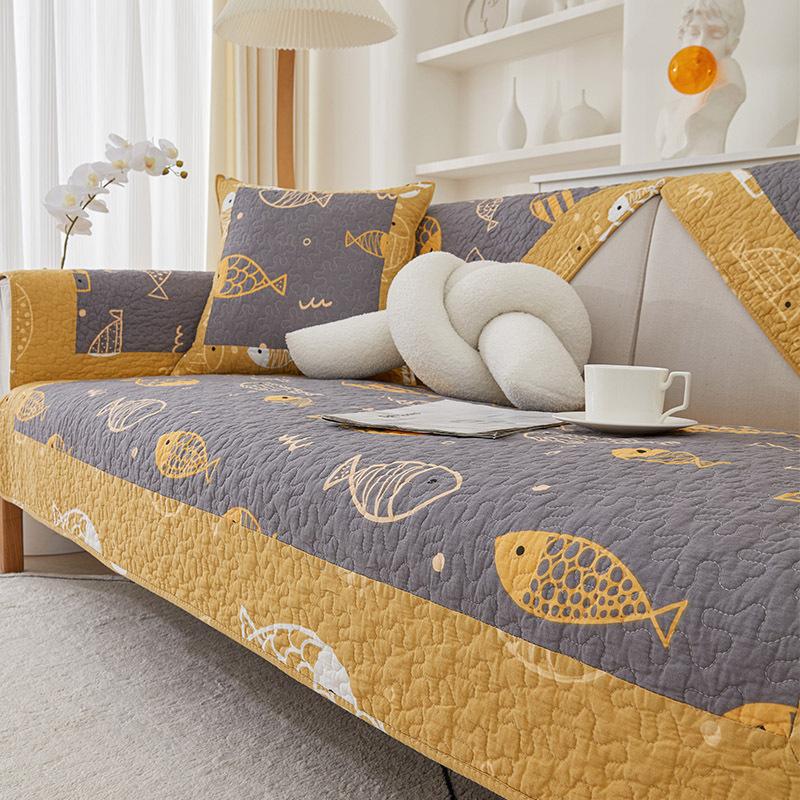 Pokrowiec na sofę z nadrukiem w paski do salonu Korea Retro antypoślizgowy pokrowiec na sofę cztery pory roku uniwersalny pokrowiec na sofę ręcznik na kanapę