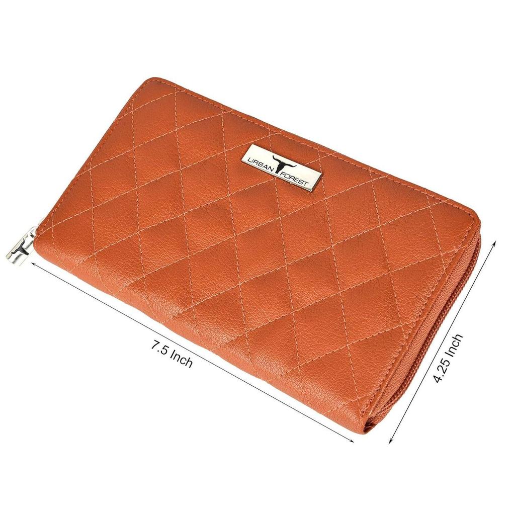 Prošívaná oranžová kožená peněženka/psaníčko/kabelka Grace pro ženy