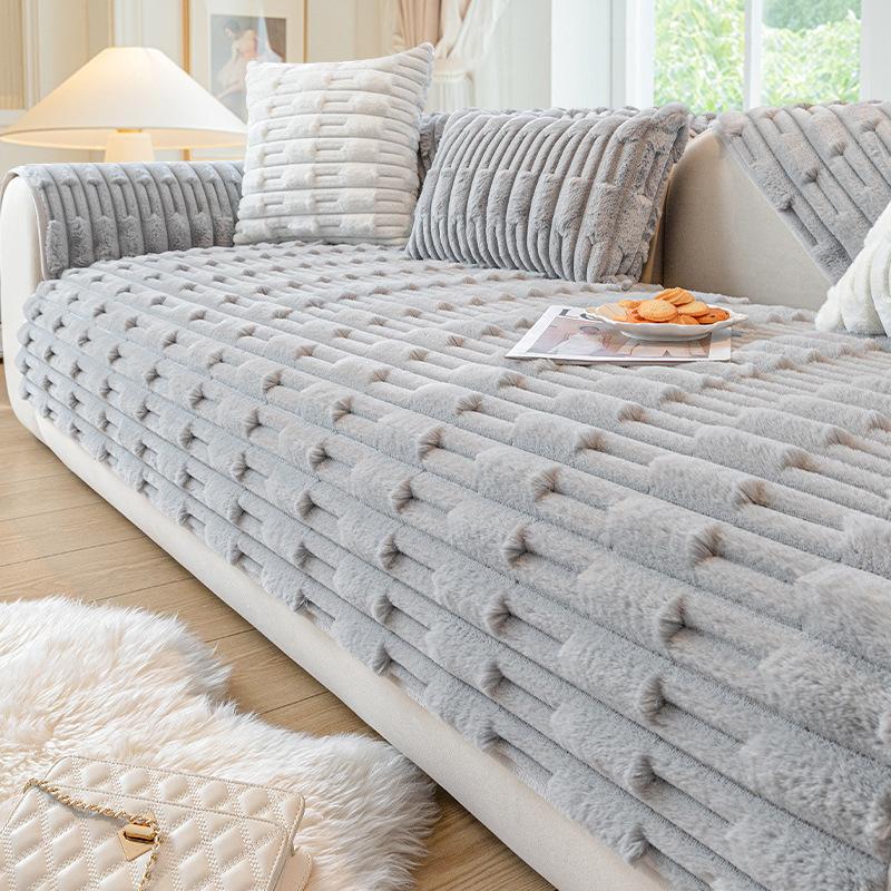 Winter Sofa Cover Thicken Plush Non-Slip Couch Cushion for Living Room  Universal Soft Sofa Cover Back Towel Sectional Sofa Mat
