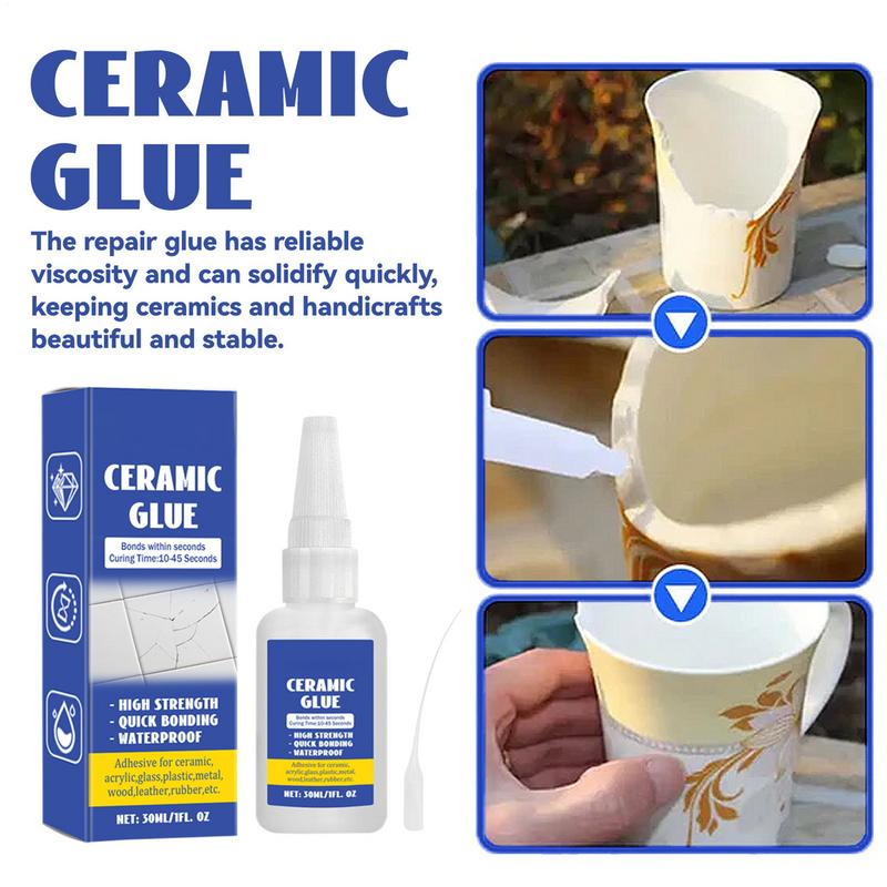 30ml Starker Super Keramik Reparaturkleber Wasserdicht DIY Basteln Starker Klebstoff für Keramik Porzellan Glas Metall Gummi