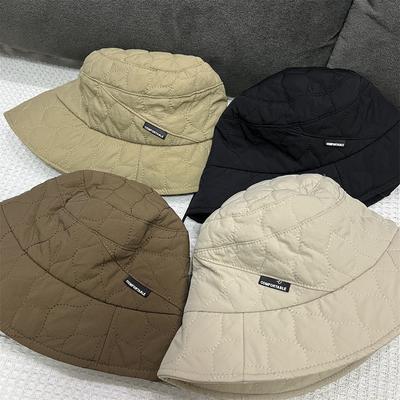 Hat Autumn and Winter Plaid Cotton Bucket Hat Autumn and Winter Warm Light and Versatile Basin Hat Coffee Color Bucket Hat Women's Hat Autumn