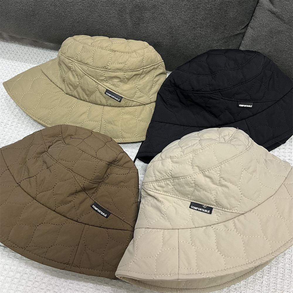 

Hat autumn and winter plaid cotton bucket hat autumn and winter warm light and versatile basin hat coffee color bucket hat women s hat autumn Adult (55-58cm) чорний