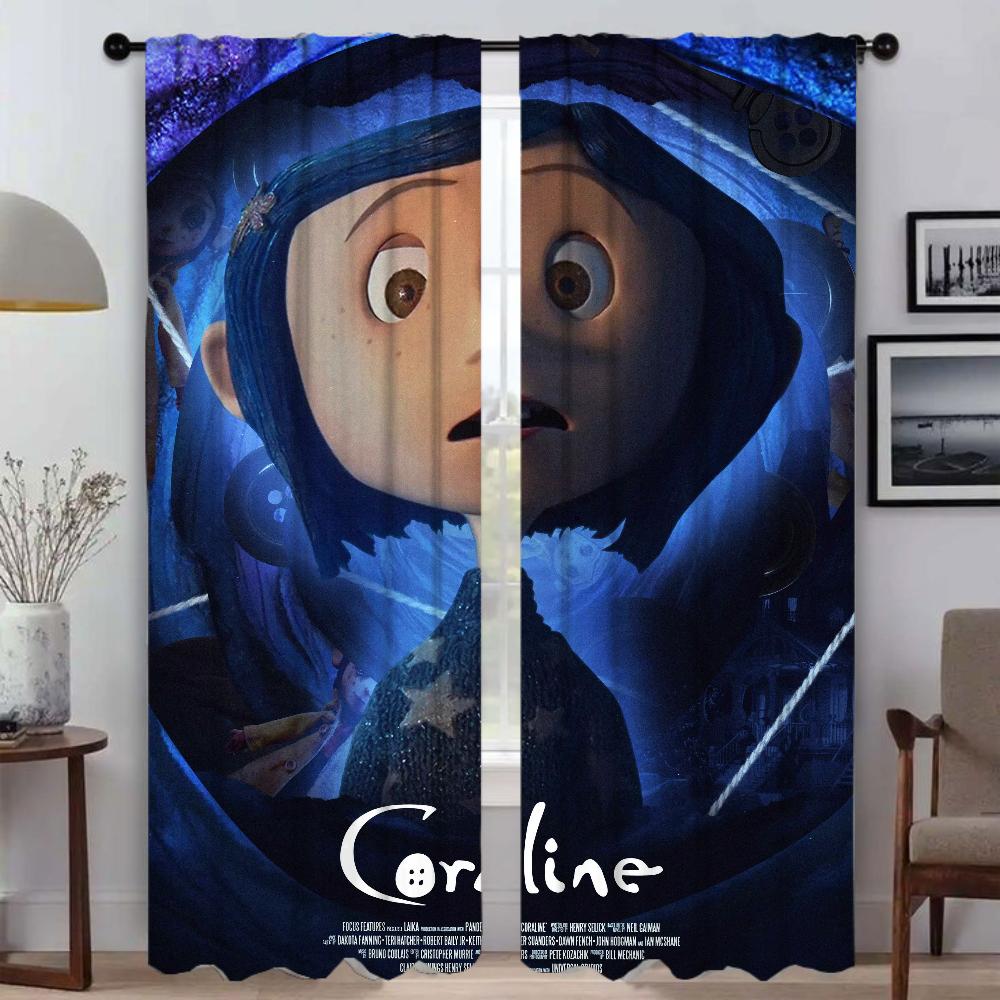 Partition Coralines Blackout Curtain for Room 2 Panel Anti-mosquito Curtains for Camera Shades Halloween Decoration Living Child
