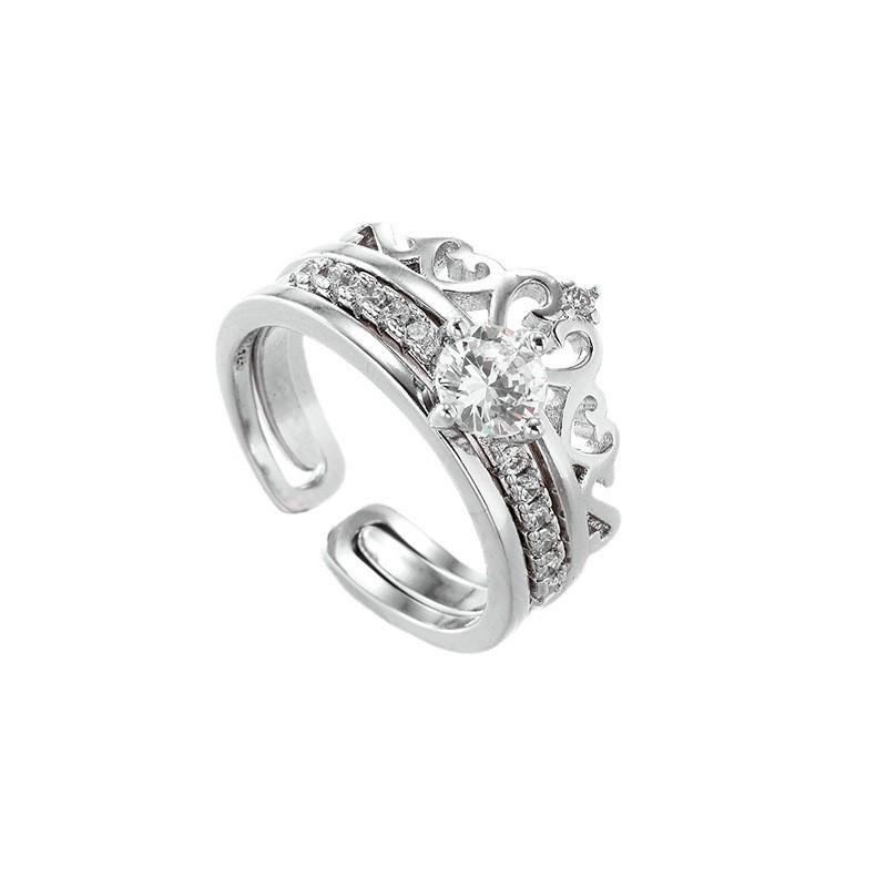 European-American Zircon Open Ring: Elegant, High-End Fashion Jewelry for Women