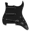 Musiclily Basic 11-Hole ST Pre-Wired Pickguard for Fender Stratocaster Electric Guitar with SSS Single-Coil Pickup Set, Black, 3-Piece Set
