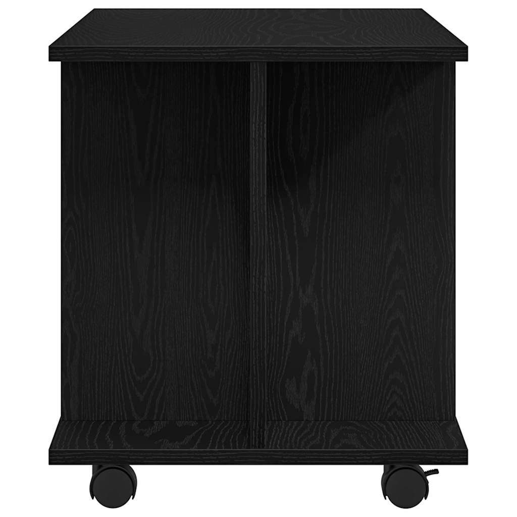 TV Cabinet with Casters Black Oak Effect 80 X 40 X 45 Cm