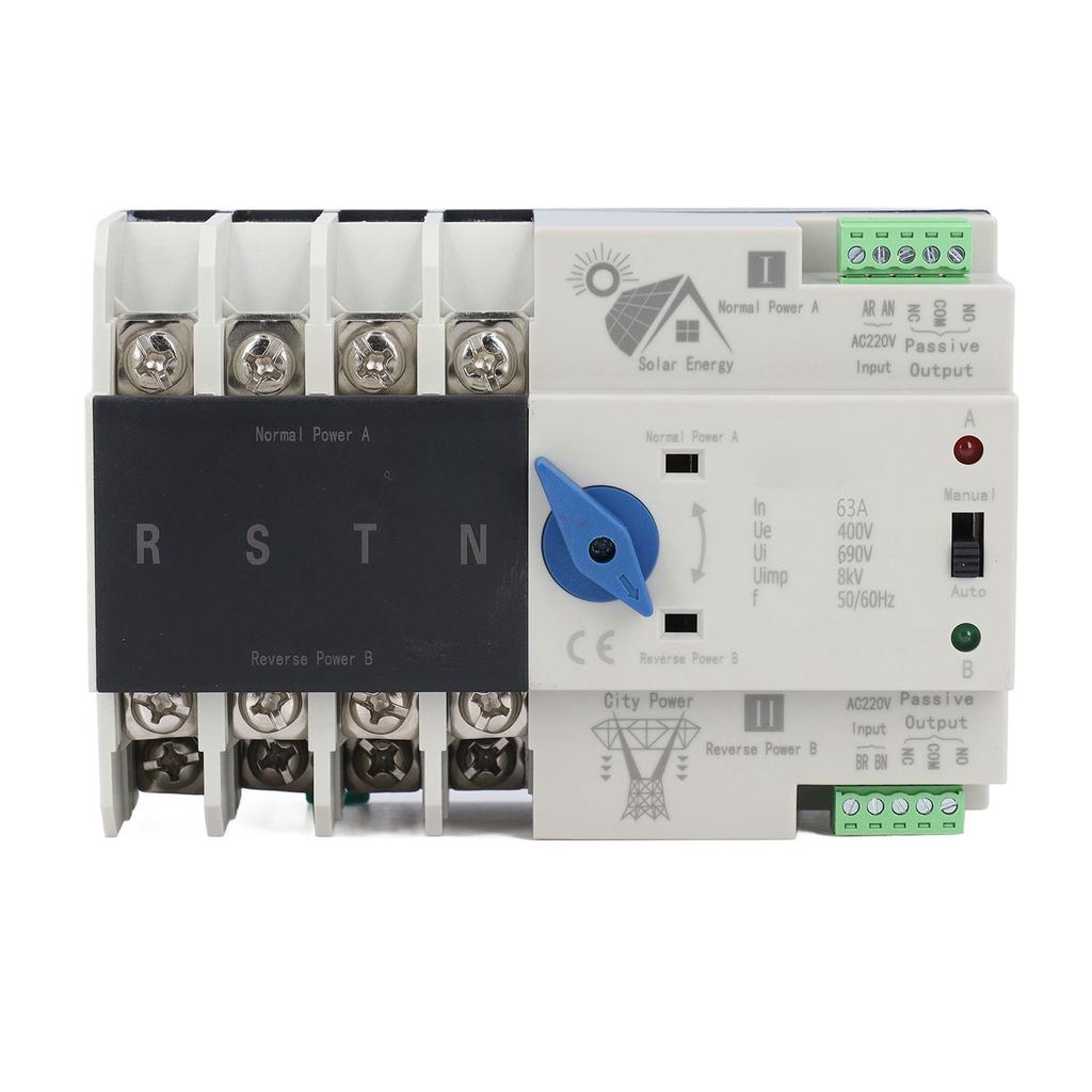 Comutator de transfer automat cu dublă putere, întrerupător electronic de circuit, comutator de comutare 4P 63A AC220V