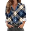 Women's Casual Fashion Plaid Print Half-Open Collar Long Sleeve Shirt