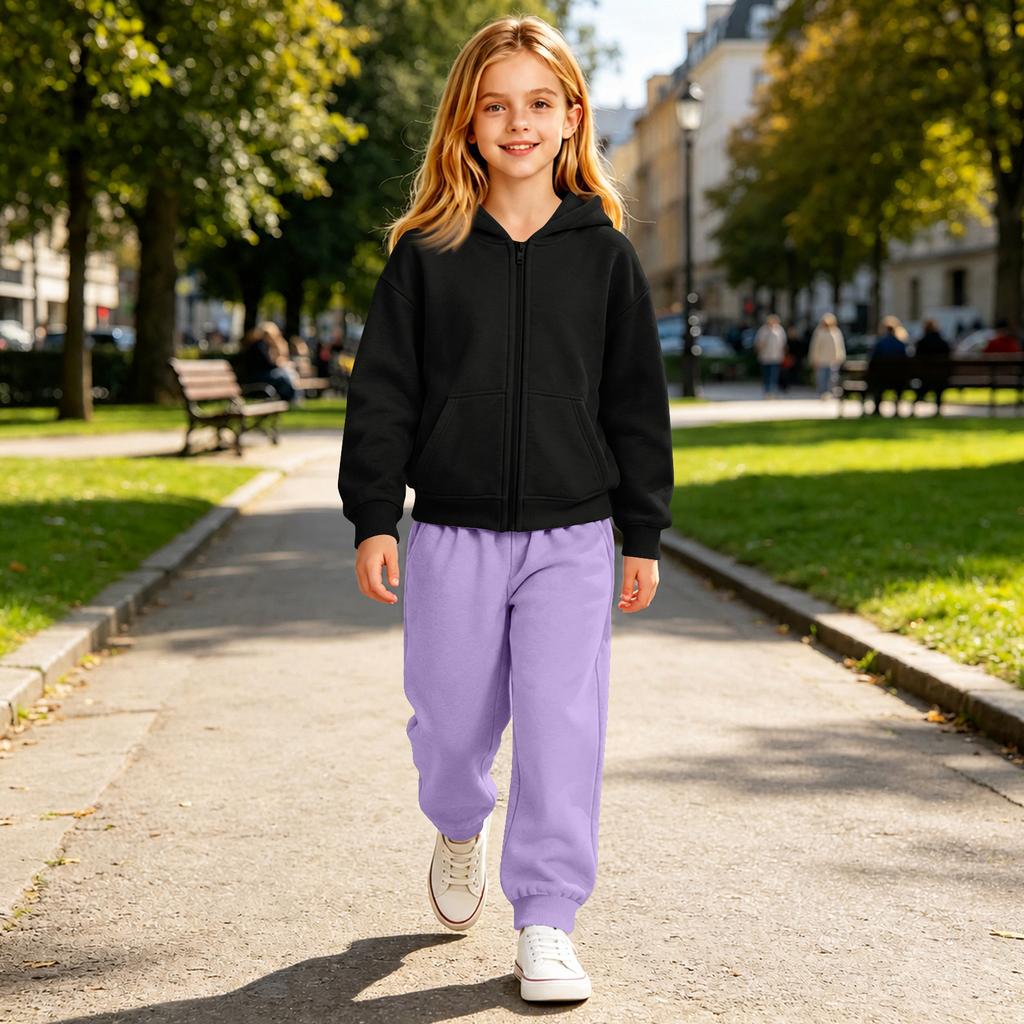 Kids Unisex Hooded Sweatshirt and Sweatpants Set Versatile Casual Sportswear for Boys Girls