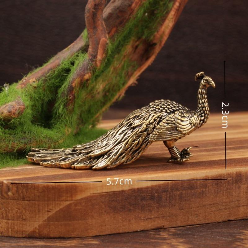 Peacock Ornament Home Decor Statue Figure Brass Ornament, Chinese Handicraft Decoration Small Brass Ornament
