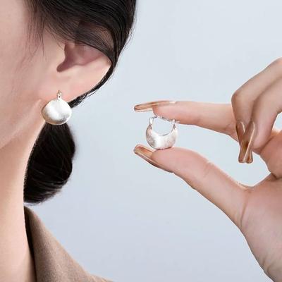 Glossy Sterling Silver Ball Earrings Women's Winter Light Luxury S925 Niche Design Cold Style Ins High-Grade Earrings