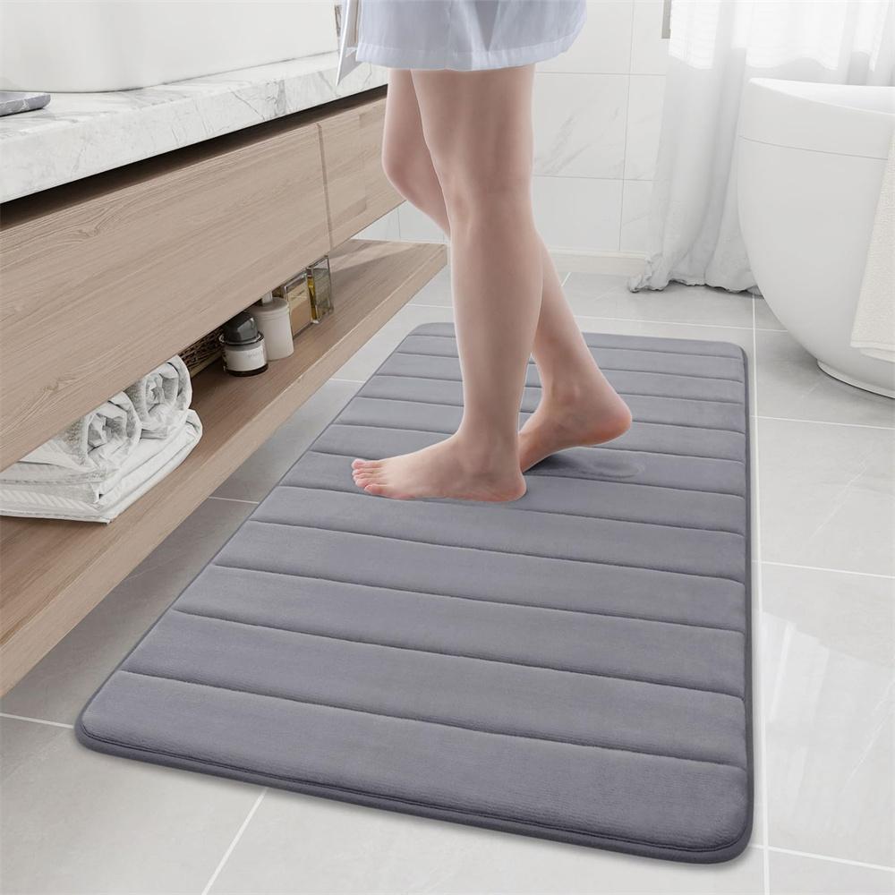 

Olanly Non-slip Bath Mat Memory Foam Mat Water Absorbent Shower Carpet Thick Bath Rugs Bathroom Ultra Soft Bathroom Rugs Gadgets 43x61cm(17x24inch)
