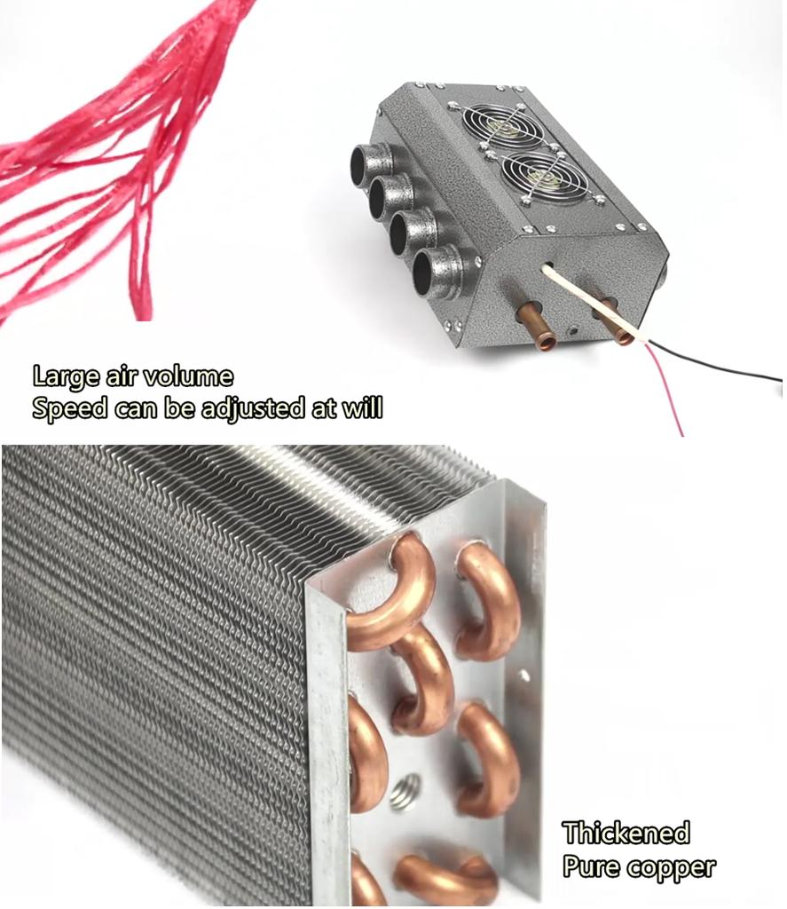 Universal Heater 12V Dual Sides 8 Port 14 Pass All Copper Coil for Car Truck Vintage Muscle Car Under-dash