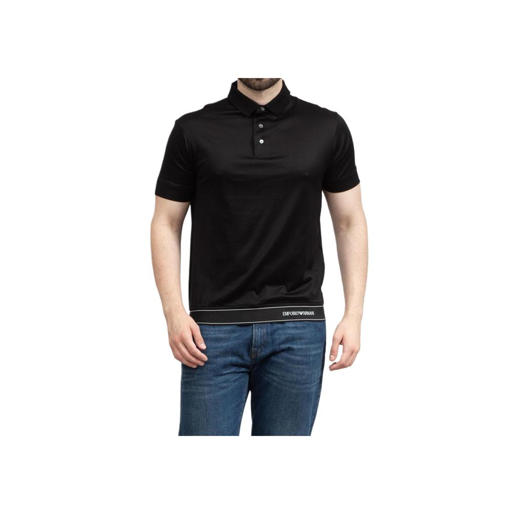 Emporio Armani SS23 Button Letter Logo Embroidered Short Sleeve Polo Shirt Men tops Black 3R1F761JUVZ0999