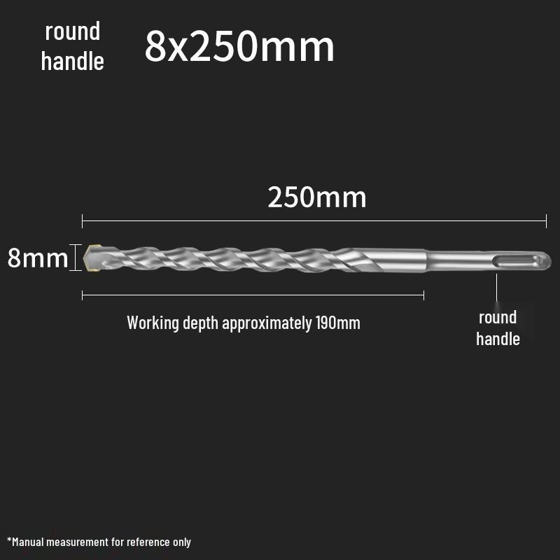Square Shank 4-Flute Impact Drill Bit for Concrete, Round Shank 2-Flute Hole-Enlarging Drill Bit 150MM