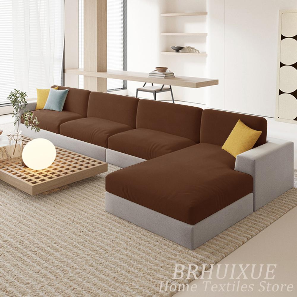 Velvet Sofa Cushion Cover For Living Room Anti-Slip Elastic Sofa Cover Solid Color Soft Slipcover Home Decor Furniture Protector