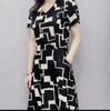 Season's New Summer Short-sleeved Pocket Loose and Thin V-neck Dress