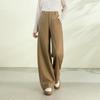 2026 Spring Collection Women's High-Waisted Slim Wide-Leg Pants - Sheep Wool Lyocell Blend, Draped Design, Versatile for Commute