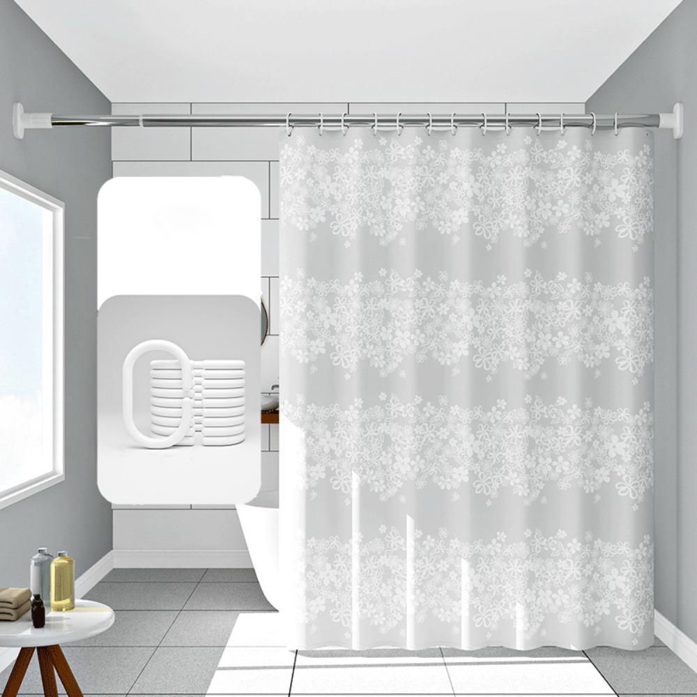 Modern EVA Waterproof Shower Curtain with Hooks Translucent Bath Curtain Thick No Drilling Toilet Curtain Bathtub