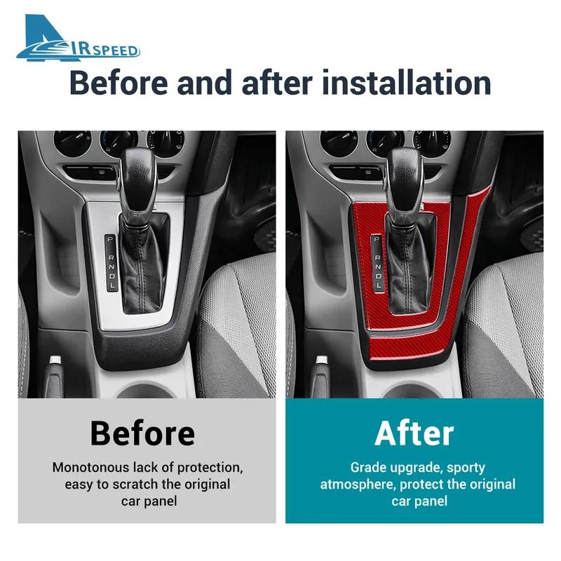 For Ford Focus SE ST MK3 2012 2013 2014 Real Soft Carbon Fiber Trim Sticker LHD RHD Car Gear Shift Frame Panel Accessories